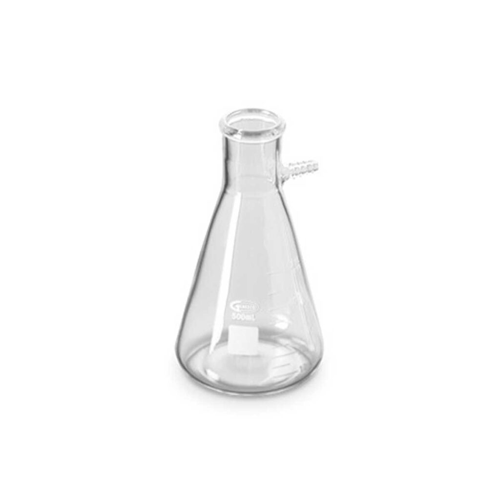 Erlenmeyer para vacío Oliva de vidrio (Matraz Kitasato) graduado